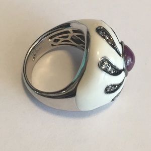 925 Silver CZ- Enamel Rhodolite Garnet statement